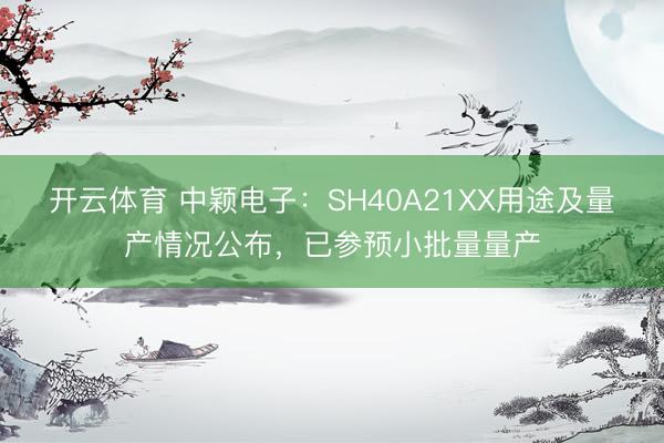 开云体育 中颖电子：SH40A21XX用途及量产情况公布，已参预小批量量产