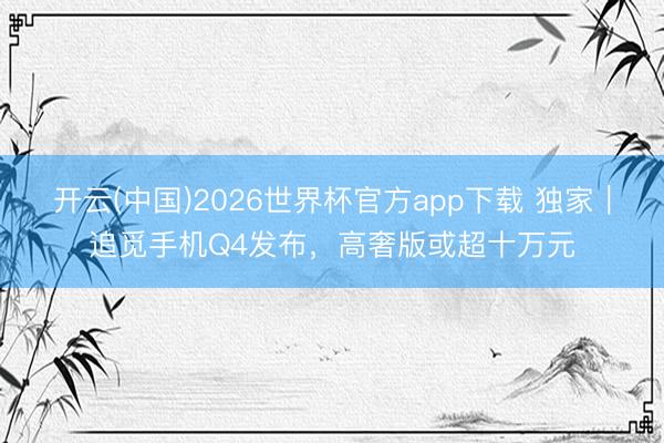 开云(中国)2026世界杯官方app下载 独家｜追觅手机Q4发布，高奢版或超十万元