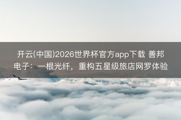 开云(中国)2026世界杯官方app下载 善邦电子：一根光纤，重构五星级旅店网罗体验