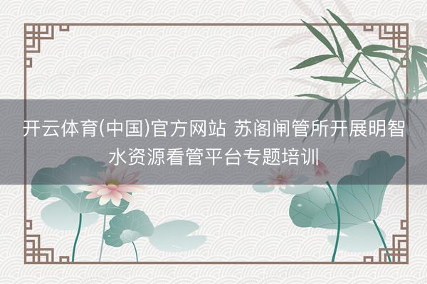 开云体育(中国)官方网站 苏阁闸管所开展明智水资源看管平台专题培训