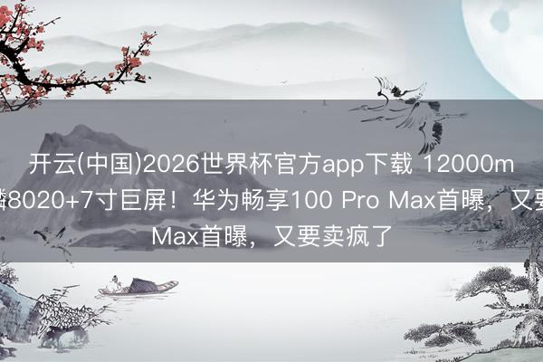 开云(中国)2026世界杯官方app下载 12000mAh+麒麟8020+7寸巨屏！华为畅享100 Pro Max首曝，又要卖疯了