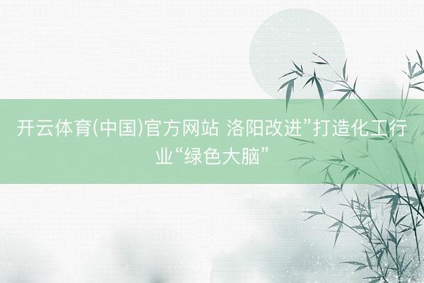 开云体育(中国)官方网站 洛阳改进”打造化工行业“绿色大脑”