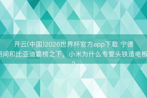 开云(中国)2026世界杯官方app下载 宁德期间和比亚迪霸榜之下，小米为什么专爱头铁造电板？