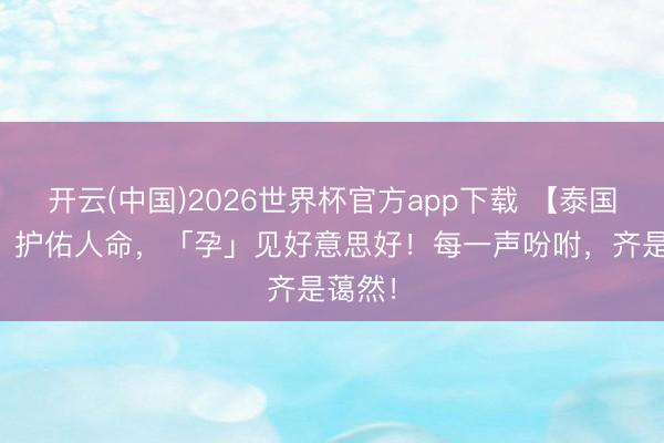 开云(中国)2026世界杯官方app下载 【泰国ABC】护佑人命，「孕」见好意思好！每一声吩咐，齐是蔼然！