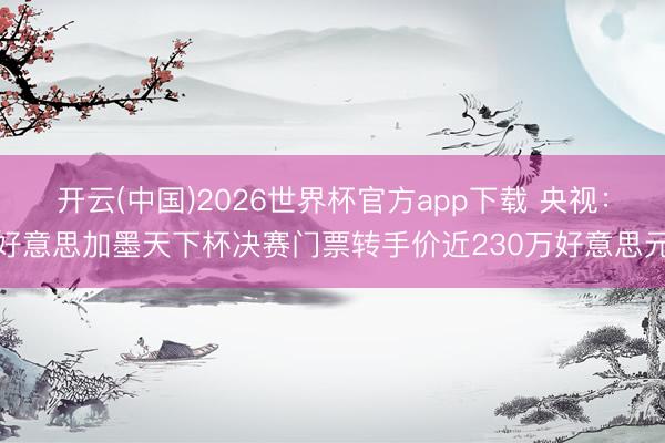 开云(中国)2026世界杯官方app下载 央视：好意思加墨天下杯决赛门票转手价近230万好意思元