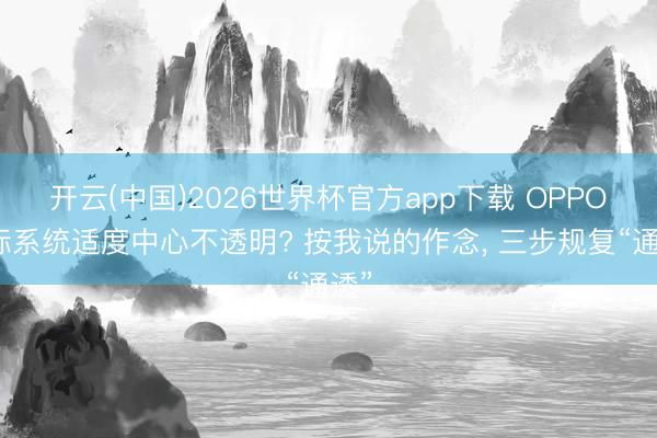 开云(中国)2026世界杯官方app下载 OPPO金标系统适度中心不透明? 按我说的作念， 三步规复“通透”