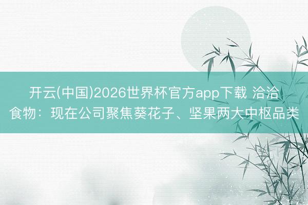 开云(中国)2026世界杯官方app下载 洽洽食物：现在公司聚焦葵花子、坚果两大中枢品类