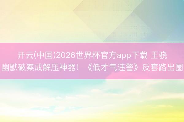 开云(中国)2026世界杯官方app下载 王骁幽默破案成解压神器!《低才气违警》反套路出圈