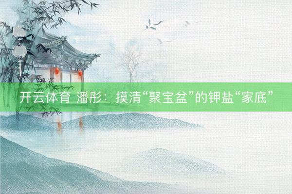 开云体育 潘彤：摸清“聚宝盆”的钾盐“家底”