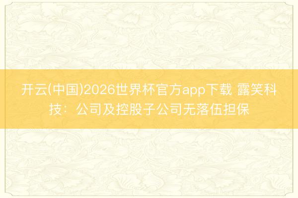 开云(中国)2026世界杯官方app下载 露笑科技：公司及控股子公司无落伍担保