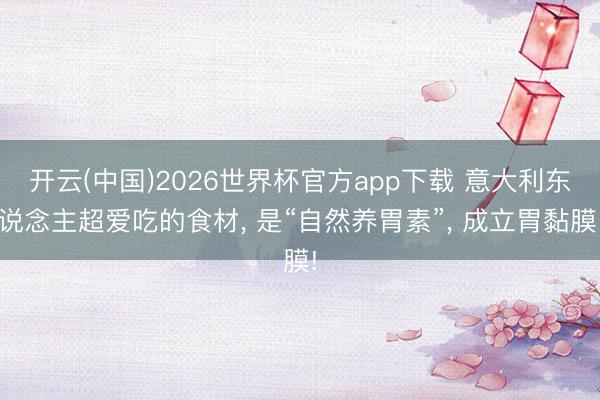 开云(中国)2026世界杯官方app下载 意大利东说念主超爱吃的食材, 是“自然养胃素”, 成立胃黏膜!