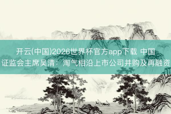 开云(中国)2026世界杯官方app下载 中国证监会主席吴清:淘气相沿上市公司并购及再融资
